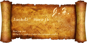 Jaskó Henrik névjegykártya